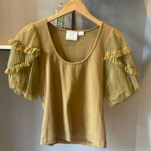 Maeve Ruffled Blouse with Scoop Neckline